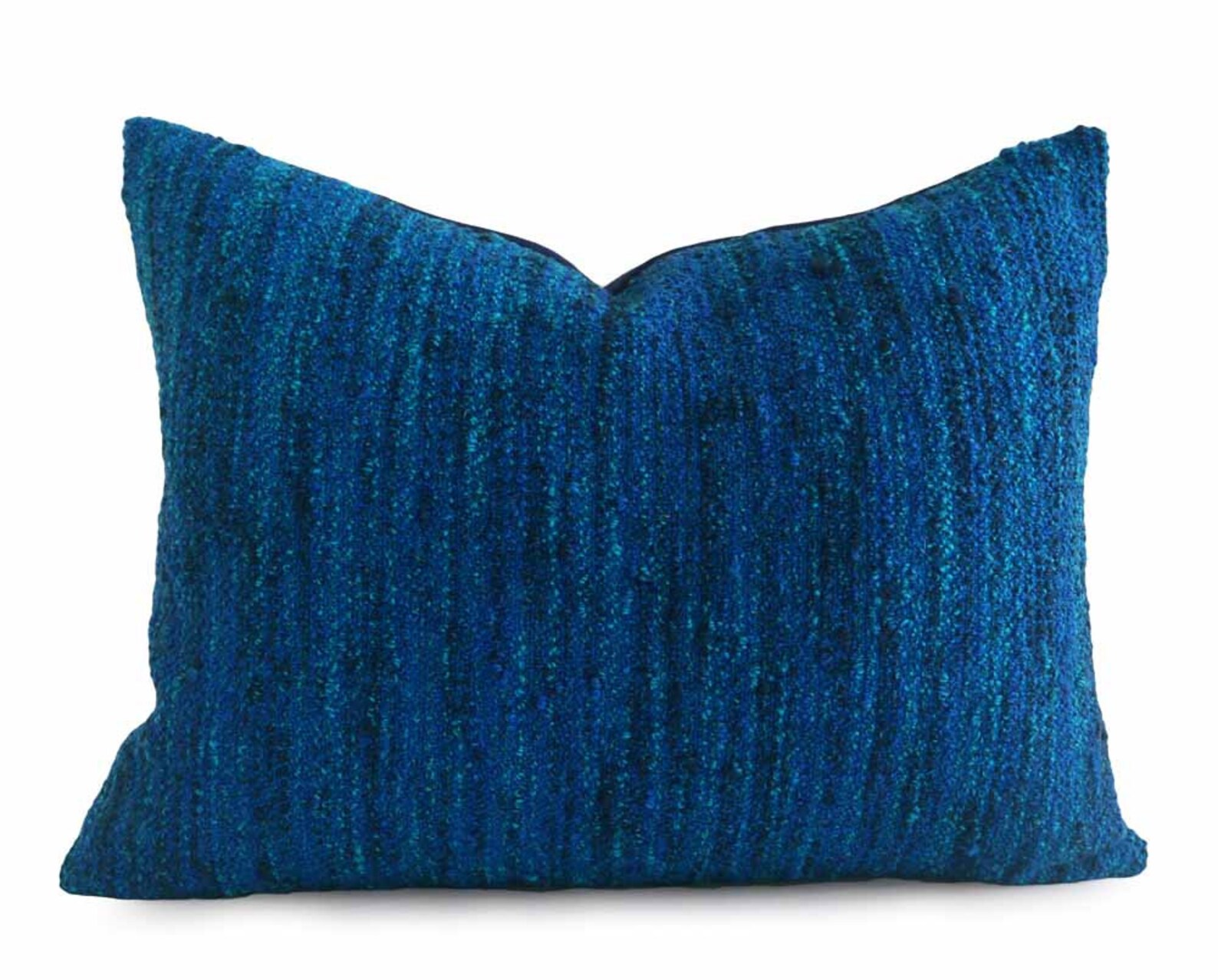 Cobalt Blue Lumbar Pillow 14x18 Oblong Textured Wool Etsy