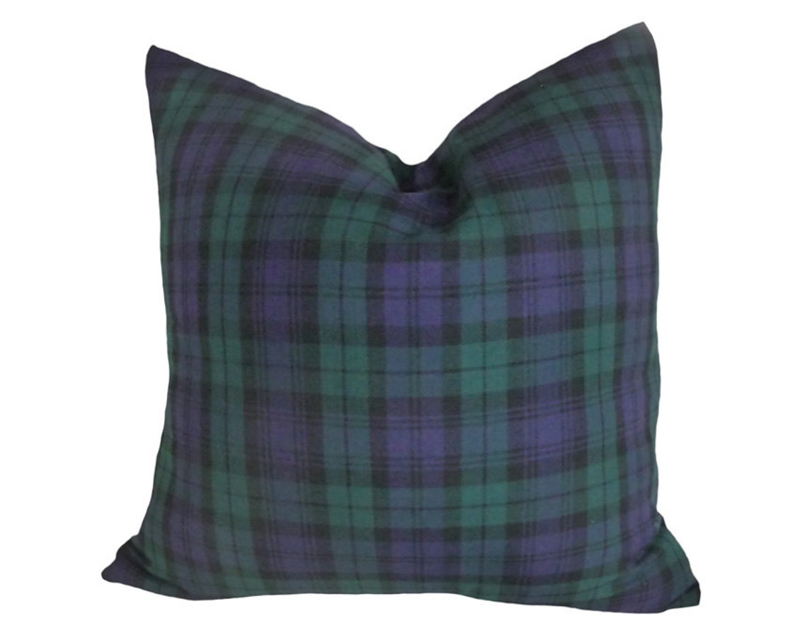 Blue Green Plaid Pillow Covers Traditional Black Watch Plaid Etsy