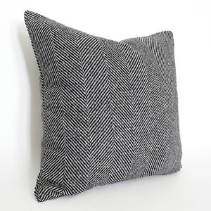 Black Pillow Cover, Large Herringbone Pillow, Black Wool Sofa Pillow, Custom Sizes, 16, 18, 20, 22, 24 image 6