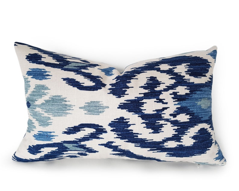 Ikat Pillow Blue Ikat Pillow Covers Linen Designer Pillows Etsy