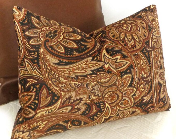 Contemporary Throw Pillows, Paisley, Cushion Covers, Brown Black Tan
