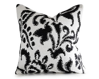 Black White Modern Pillow Covers, Abstract Floral Cushions, Large Flowers Pillow, 18, 20, 22, Custom Sizes, NEW