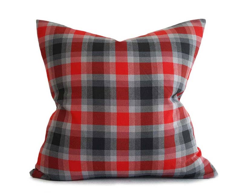 grey plaid pillow