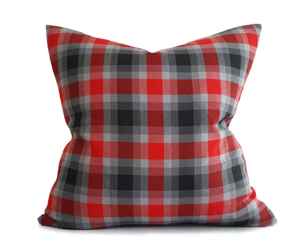 throw pillows red and gray