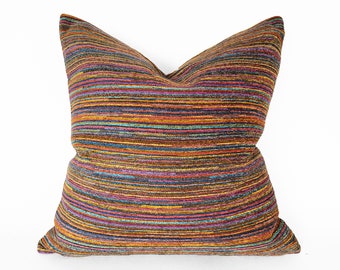 Bright Multicolor Fiesta Striped Pillow Cover, Boho Living Room Decor, Custom Sizes, NEW