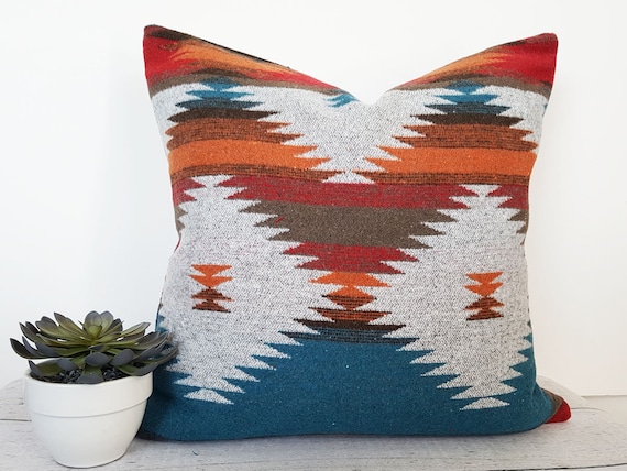 Teal Southwestern Pillow Ethnic Pillows Southwestern pillow | Etsy