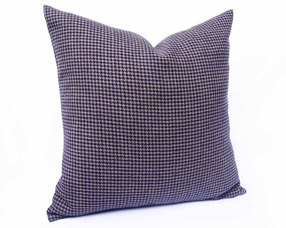 Purple Grey Pillow Wool Pillow Cover Pillows Wool Plaid Pillow Cover
