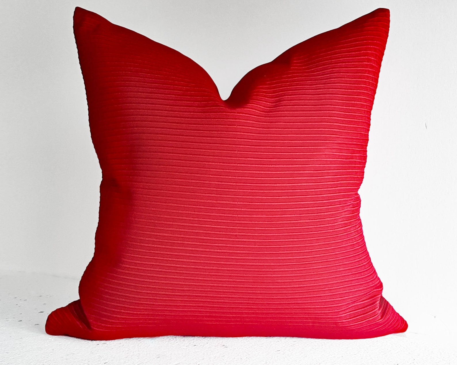 Textured Red Pillow Red Sofa Pillow Cover Ribbed Accent Etsy