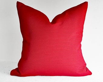 Textured Red Pillow, Red Sofa Pillow Cover, Ribbed Accent Pillows, Solid Red Accent Pillow, 18x18,  20x20