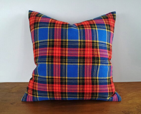 Blue Christmas Pillows Holiday Pillow Covers Blue Red Plaid Etsy