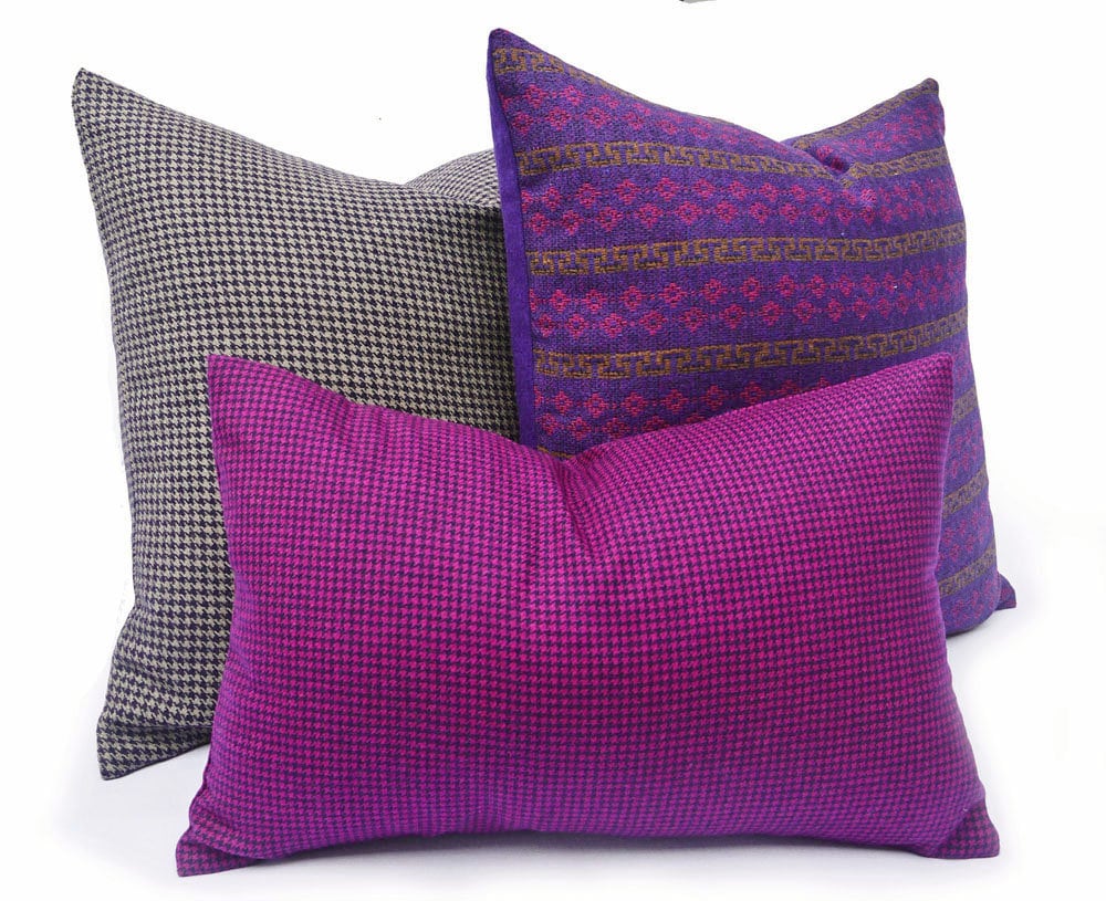 Magenta Houndstooth Pillows Vibrant Purple Accent Pillow Etsy