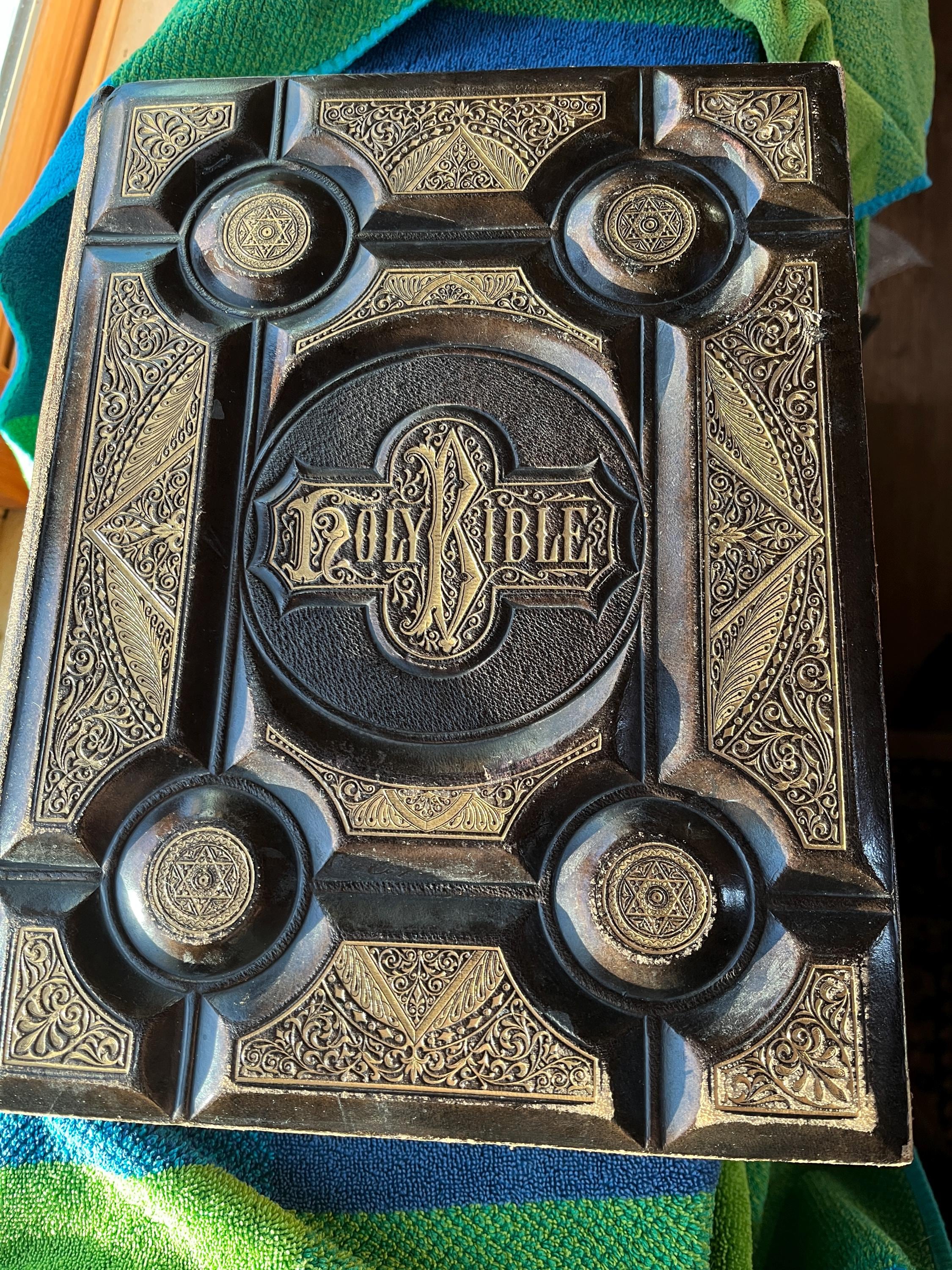 1872 HOLY BiBLE, unmarked McCurdy & Ziegler, Tooled Full Leather, 1st edition PRISTINE, COLLECTABLE, Very Rare Find, no tears or marks