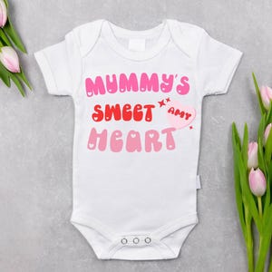 Valentines mummy’s sweet heart Personalised Baby Grow, Funny Baby Grow, Custom Baby Vest, valentines Baby Grow