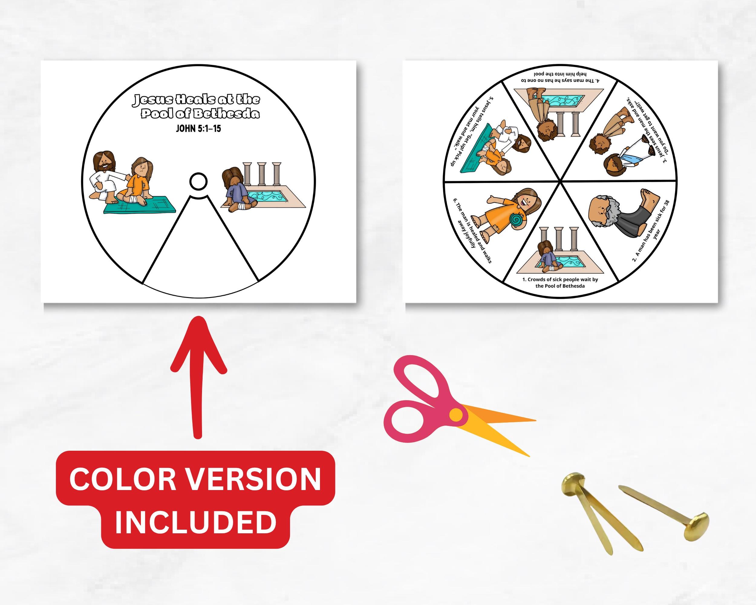 Jesus Heals at the Pool of Bethesda Coloring Wheel | John 5 Bible Craft ...