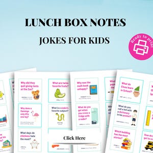 24 Witze für Kinder Lunch Box Notizen | Lustige Karten | Sofortdownload | Kinder Humor, Brotdose Notizen | Lunchbox Notizzettel für Kinder