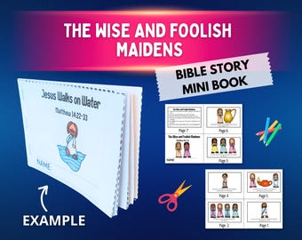Wise and Foolish Maidens Coloring Craft & Mini Book Matthew 25:1–13, Parable of the Ten Virgins Bible Story for Kids about Readiness, Faith
