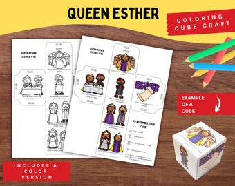 Queen Esther Bible Story Cube | Printable Craft for Kids | Esther 1–10 | For Such a Time as This | Sunday School Activity