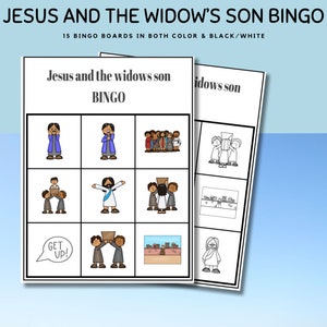 Jesus und der Sohn der Witwe Bingo Set für Kinder, Jesus und der Sohn der Witwe Bibel Bingo l Neues Testament Bibelgeschichte l Sonntagsschulbibelspiel