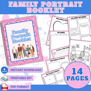 Family Portrait Booklet for Kids | Printable Family Activity Journal with Coloring Pages | All About My Family PDF | Instant Download