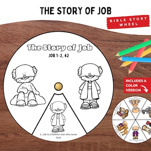 Story of Job Coloring Wheel | Job 1–2 & 42 Printable Bible Craft for Kids | Job Sunday School Activity | Christian Homeschool Resource