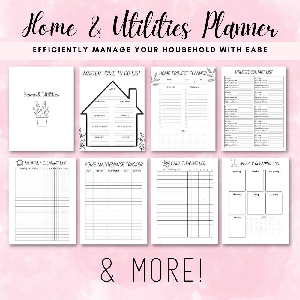 Home Management Planner, Meal Planner, Household Planner Binder, Family ...