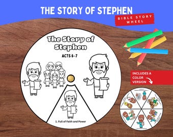 Stephen the Martyr Coloring Wheel – Acts 6–7 Bible Story for Kids – Story of Stephen Printable – Christian Craft for Sunday School