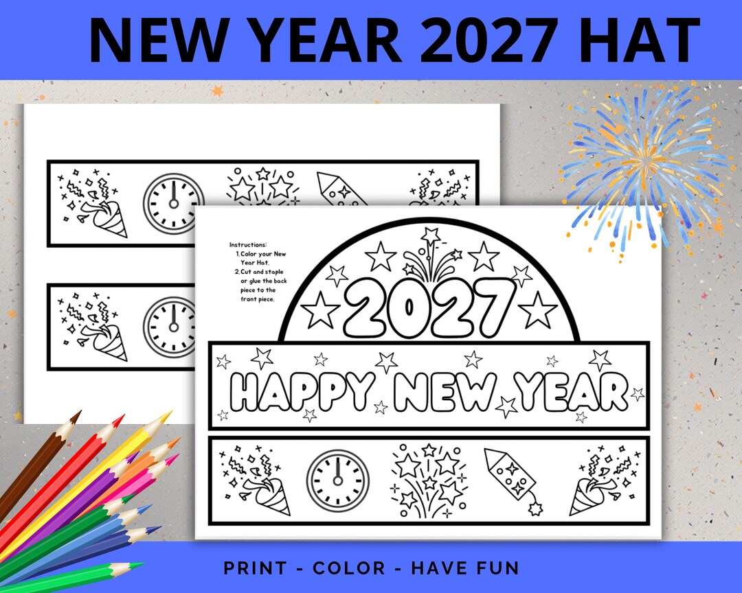 2027 New Year's Eve Paper Hat, Happy New Year Party Hat Crown, Holiday