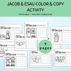 Jacob and Esau Color and Copy Activity, Sunday School activity, Activity Pages, Christian Homeschool, Jacob and Esau Coloring Page