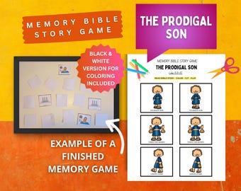 Juego de memoria del hijo pródigo / Historia bíblica de Lucas 15 / Parábola del hijo pródigo / Juego bíblico para la escuela dominical y preescolar