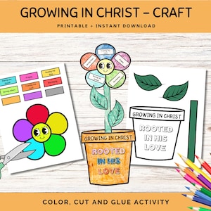 Growing in Christ Craft Activity for Kids, Homeschool Craft, Bible Printable Activity, Sunday School Craft, Printable Craft