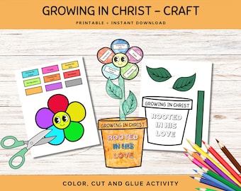 Growing in Christ Craft Activity for Kids, Homeschool Craft, Bible Printable Activity, Sunday School Craft, Printable Craft