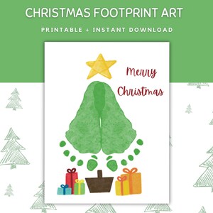 Christmas Footprint art, Christmas Preschool Activity, Craft for Toddlers, Footprint Kids Christmas Craft, Christmas Tree Footprint art