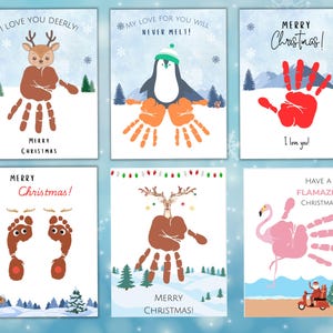 Christmas Handprint and Footprint art Bundle , Christmas Preschool Activity, Craft for Toddlers, Handprint Kids Christmas Craft