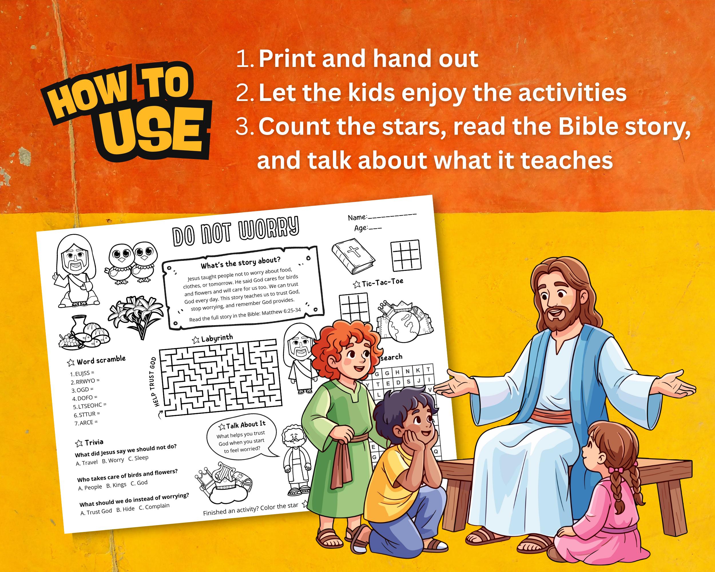 Do Not Worry Bible Placemat | Matthew 6:25–34 Bible Verse | Do Not ...