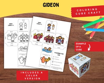 Gideon Bible Story Cube | Judges 6–7 | Printable Kids Craft | Sunday School Activity | Christian Coloring Cube
