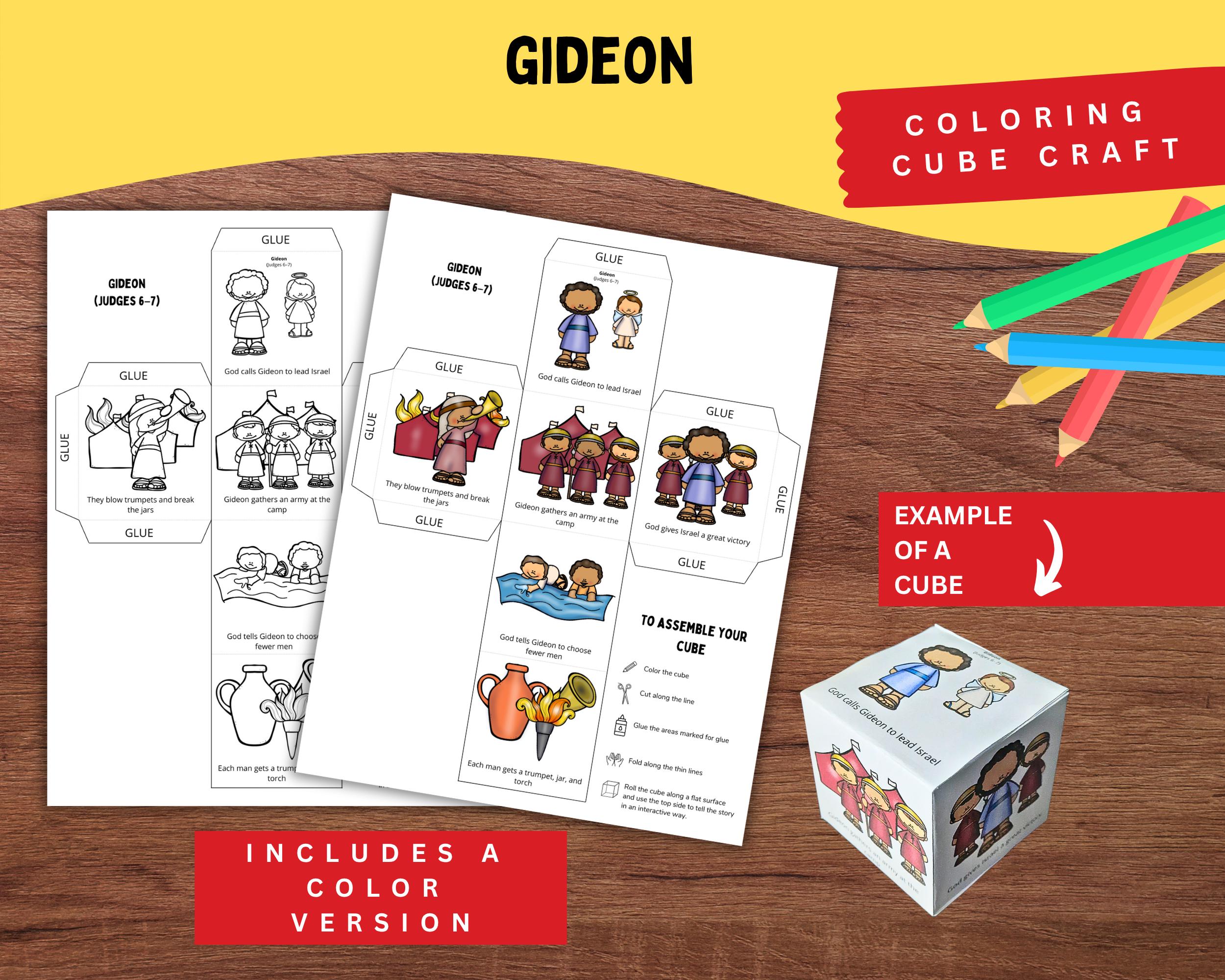 Gideon Bible Story Cube | Judges 6–7 | Printable Kids Craft | Sunday ...