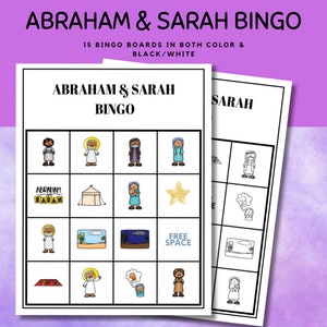 Abraham & Sarah Bingo Set per bambini - Attività di storia della Bibbia, Abraham Bible Bingo l Abraham Bible Story l Giochi biblici della scuola domenicale