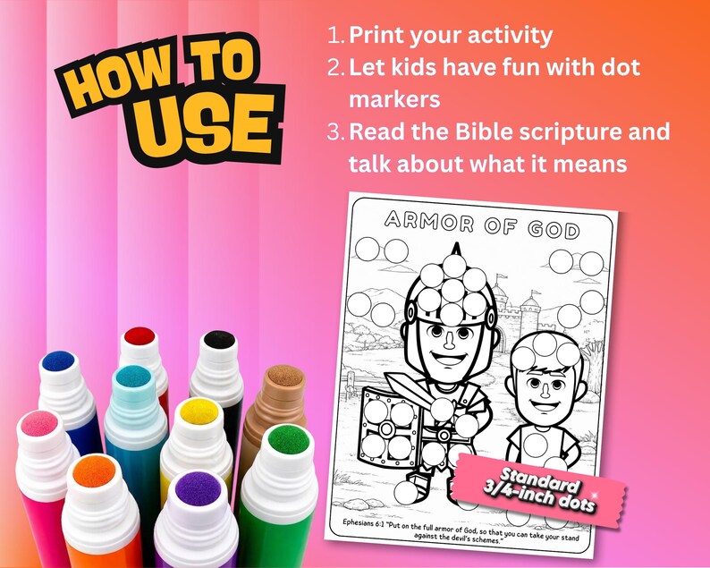 Armor of God Bible Dot Marker Activity | Ephesians 6:1 Spiritual Armor ...