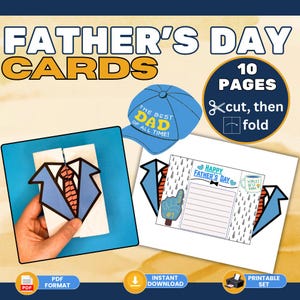 Printables Vaderdagkaart, knip- en vouwambachten voor kinderen, papa kleurkaarten pdf, leuke schrijfactiviteitenset vaderdag, doe-het-cadeau vader