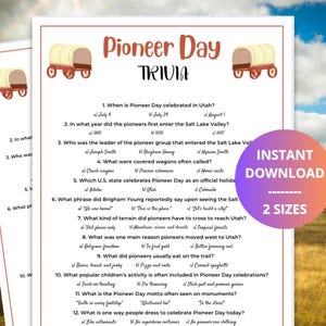 Pioneer Day Trivia Game Printable • LDS History Quiz • Pioneer Day Activity for Kids & Adults • Fun Utah Facts Game • Answer Key Included