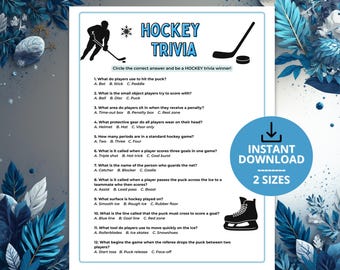 Hockey Trivia Game | Winter Sports Printable Quiz, Kids Classroom Activity, PE Worksheet, Family Winter Game, Snow Sports Games
