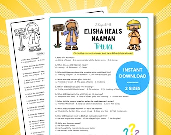 Elisha Heals Naaman Trivia Game • Naaman the Leper Bible Story for Kids • Naaman and Elisha Lesson • 2 Kings 5 Sunday School Activity
