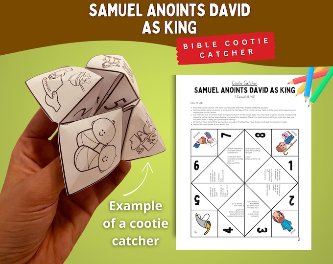 Samuel Anoints David as King Cootie Catcher | David Chosen as King ...
