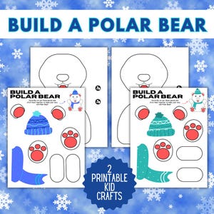 Build a Polar Bear Craft for Kids – Cut and Paste Winter Animal Activity – US Letter Printable for Preschool and Kindergarten