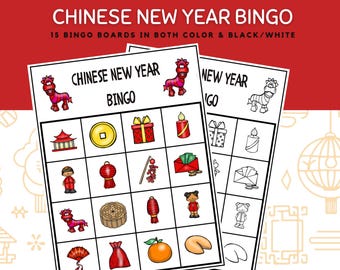 Chinese New Year Bingo, 15 Chinese New Year Bingo Cards, Lunar New Year Picture Bingo, Lunar Bingo, 2025 Game,  Classroom Activity