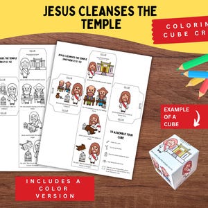 Jesus Cleanses the Temple Cube Craft for Kids, Holy Week Bible Activity, Palm Sunday Sunday School Lesson, Sunday School Bible Lesson