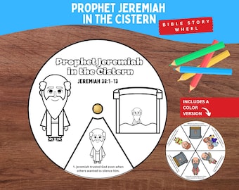 Prophet Jeremiah Bible Story Coloring Wheel | Jeremiah in the Cistern | Jeremiah 38 for Kids | Printable Bible Lesson for Sunday School