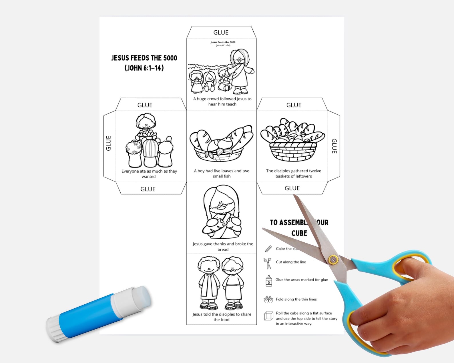 Jesus Feeds the 5000 Bible Story Cube | Printable Craft for Kids ...