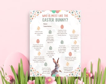Easter Bunny Game, Who Is Most Like the Easter Bunny?, A4 Printable Easter Activity, Easter Game, Easter Activity for Kids