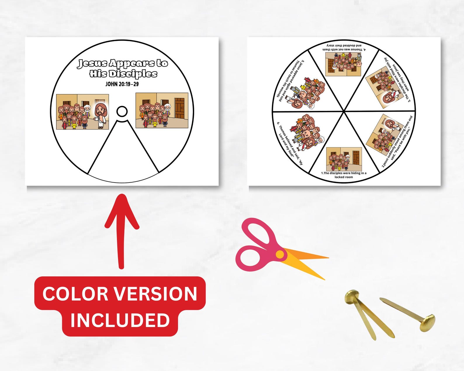 Jesus Appears to His Disciples Coloring Wheel | Doubting Thomas ...